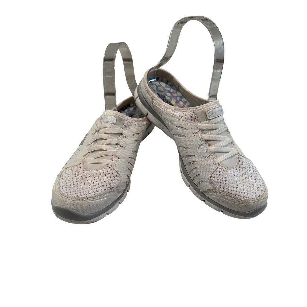 Skechers Air‎ Cooled Memory Foam Slip On Women 7.5 White Bungee Athleisure